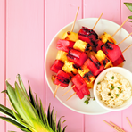 fruit skewers with grilled pineapple and watermelon