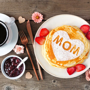 pancakes on plate with coffee
