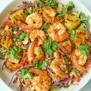Shrimp with pineapple and coconut