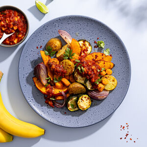 verdure grigliate con salsa barbecue alla banana