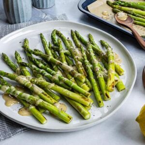 Dole roasted asparagus with tahini dressing