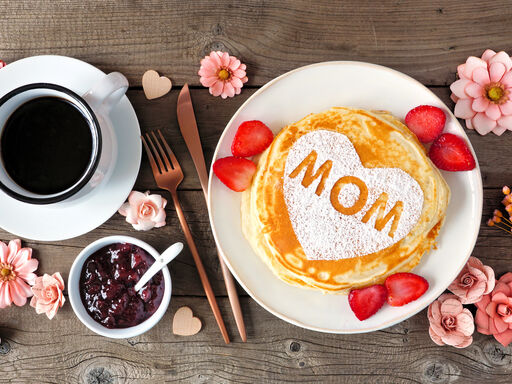 pancakes on plate with coffee