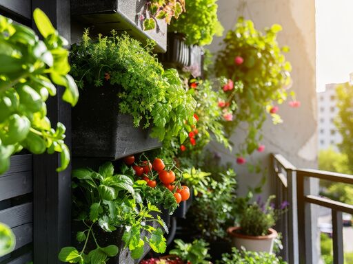 tomatoes and basil on the balcony