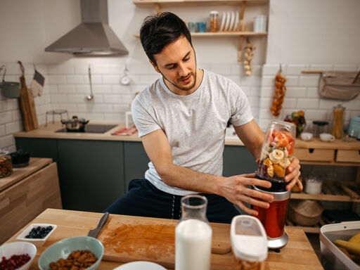 Man prepping healthy food