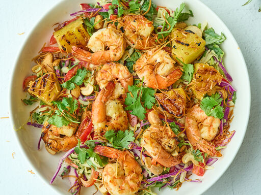 Shrimp with pineapple and coconut