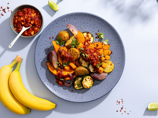verdure grigliate con salsa barbecue alla banana
