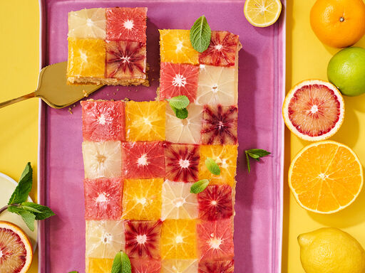 Saftiger Agrumi Cake vom Blech mit Zitronen, Orangen und Grapefruits