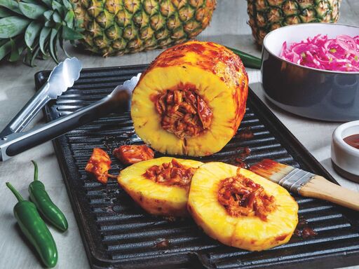 BBQ-Chicken-Stuffed-Smoked-Pineapple-with-Spicy-Quick-Pickled-Cabbage