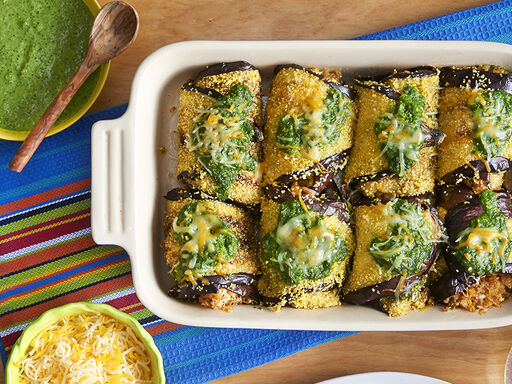 Spinach Eggplant Enchiladas