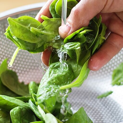 Washing a green leaves