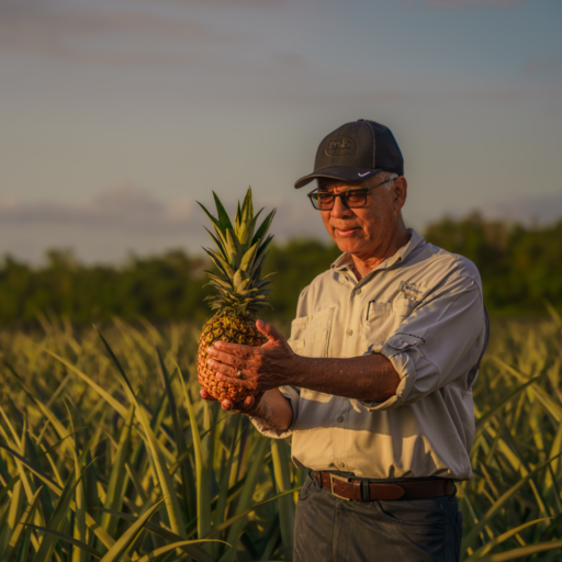 A farmer holding Colado Royale Pineapple