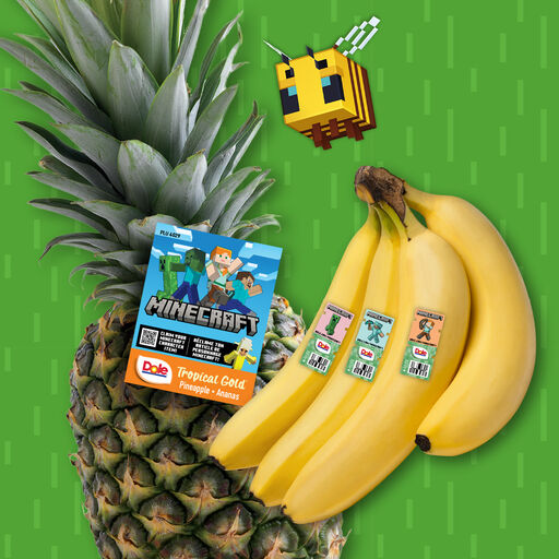 Doles Minecraft campaign stickers on bananas