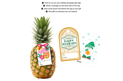 Dole's Holiday Pineapple Gift Tags digital downloads